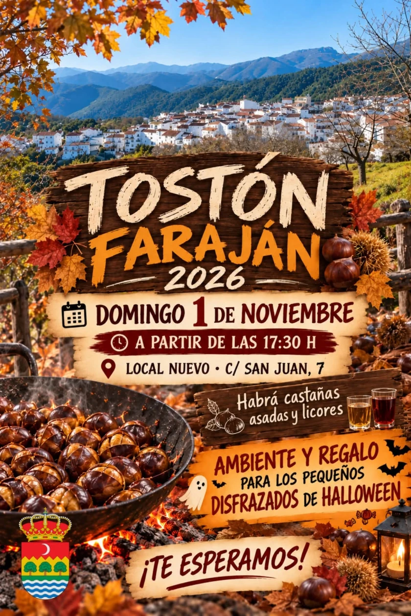 Cartel de Tostón de castañas en Faraján